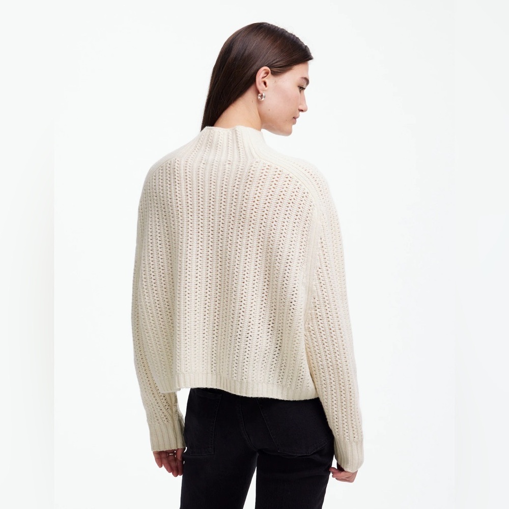 Madewell Pointelle-Stitch Mockneck Sweater in Heather Ivory - Picture 6 of 15